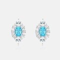 wholesale S925 Silver Plated Cross-Border New European and American Light Luxury White Zircon Super Sparkling Earrings for Women, Shallow Sea Blue High Carbon Diamond Stud Earrings Wholesale-0-4