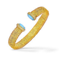 wholesale 925 Silver Gold Plated Bracelet with High Carbon Diamond, Turquoise Cabochon, Gold Brushed Italian Goldsmith Jewelry for Women-Gold Blue Pine Bracelet 925 Silver