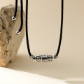 wholesale S925 Sterling Silver Nine-Eye Dzi Bead Braided Rope Necklace, Artistic Vintage Chinese Style Design Necklace Y01295-0-0