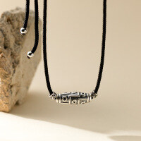 wholesale S925 Sterling Silver Nine-Eye Dzi Bead Braided Rope Necklace, Artistic Vintage Chinese Style Design Necklace Y01295-s925 silver necklace>925 silver