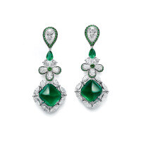 wholesale Metal: 925 Silver Gold Plated High Carbon Diamond, Xiao's Emerald Sugar Loaf, Luxurious Jewelry for Women, Versatile Earrings-Muzo Green 925 Silver