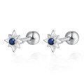 wholesale 925 Sterling Silver Eight-Pointed Star Earrings Ins Style Star with Diamond Studded Piercing Screw Earrings for Women Cross-Border Wholesale-0-12