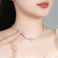 Sterling Silver 4-Carat Fancy Pear Moissanite All-Diamond Necklace-0-4