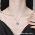 S925 Silver Rose Heart Necklace with 1ct D Color Moissanite-0-1