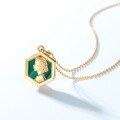 wholesale new original design 925 silver retro cameo queen head malachite pendant necklace-0-3