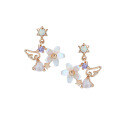wholesale S925 Silver Japanese Light Luxury Anime Cardcaptor Sakura Series Earrings Romantic Floral Language Pink Crystal Shell Best Friend Style-0-1