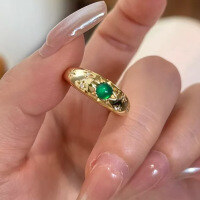 wholesale Metal S925 Sterling Silver, Zhu Zhifan Jewelry New Ring for Women, High Ice Grade Chalcedony Solitaire Ring, New Chinese Style Versatile-R861 Gold No. 6