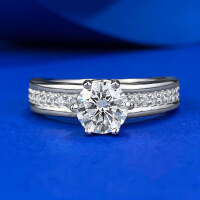 wholesale S925 Sterling Silver Staged New Simulated Diamond 60mm Round White Diamond Ring Showy Setting Bridal Ring for Women-R1033 White Diamond No. 6