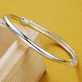 wholesale 999 Sterling Silver Polished Solid Push-Pull Bangle Bracelet, Minimalist Style Young Design, Birthday Gift for Girlfriend-0-2