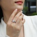 wholesale Metal Material: 925 Silver Rectangle Moissanite Versatile Exaggerated Ring Ins Trendy High-end Sense Women Niche Design Ring Does Not Fade-0-3
