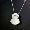 wholesale S925 Sterling Silver Women's Laughing Buddha Pendant, Big Belly Buddha Smiling Buddha, High Ice Chalcedony Natural White Moonlight Pendant Necklace Wholesale-0-0