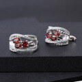 wholesale 925 Silver Inlaid Gemstone Earrings with a Sense of Design, Luxury, and High-End Natural Garnet Earrings, Prosperity Series-0-5