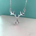 wholesale Titanium Steel Cross-border TikTok Journey with You Moissanite Necklace, Minimalist Design Small Four-Prong Antler Pendant Women's Wholesale-0-2