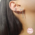 wholesale S925 Sterling Silver Ins-style Dagger Ear Hoops with Zirconia-0-2
