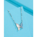 wholesale 925 Sterling Silver Blue Mother-of-Pearl Butterfly Necklace for Women, Minimalist Luxury Small Brand Advanced Design New Collarbone Chain-0-0