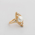 wholesale S925 Silver Plated 14K Gold Shell Pearl Ring for Daily Wear, Small Batch Luxury Style from Dunli Jewelry Source Manufacturer-0-1