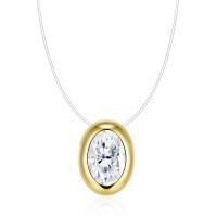 925 Silver Invisible Line Pendant with Moissanite-N16236 Moissanite 5*7mm