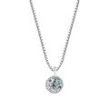 Sterling Silver Round Moissanite Necklace, Women's 2021 Trendy Pendant Choker-0-3