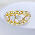 wholesale Metal: S925 Silver Gold Plated New style ins-style bead row ring, fashionable jewelry romantic series-0-5