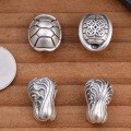 wholesale 3D Hard Silver Tortoise Shell Cabbage Bead Spacer, Wealth and Prosperity Scatter Beads for DIY Handmade Jewelry Accessories-0-1