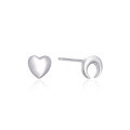 wholesale S925 Sterling Silver Korean and Japanese Style Sweet and Fresh Asymmetric Star and Moon Earrings, C-Shaped Moon High-End Earrings-0-4