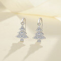 wholesale [925 Sterling Silver] Fashionable and high-end Christmas tree ear hook earrings with moissanite, a new Christmas gift for best friends-0-1