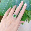 wholesale 925 Sterling Silver New Style 4ct Emerald Green Radiant Cut Ring with High Carbon Diamond, Unique and Elegant Design-0-3