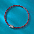 wholesale S925 Silver Women's European and American Hit Pigeon Blood Red Tennis Chain Single Row Inlaid Diamond Zircon Full Diamond Bracelet Drop Shipping-0-0