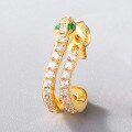 wholesale S925 Sterling Silver European and American Classic Style Fashionable Zodiac Snake Ear Studs with Green Zircon Wholesale from Manufacturer-0-2