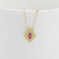 wholesale 18k Gold ArtLi Jewelry Manufacturer Wholesale Fashion Trendy Niche Versatile Luxury Style Hollow Ruby Necklace-0-1