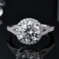 wholesale 925 Silver GRA Certificate Moissanite 2/3 Carat Ring Light Luxury Double Shank Round Large Carat Moissanite Gemstone Ring-0-3