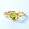 wholesale 10K Gold Plated S925 Silver Fashionable and Minimalist Peridot Ring, Korean Style Ins Trend Jewelry for Drop Shipping-0-4
