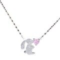 wholesale S925 Sterling Silver Rabbit Necklace for Women, Chinese Zodiac Birth Year Chain, Minimalist Pink Heart Zircon Collarbone Chain Wholesale-0-4