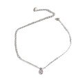 wholesale S925 Sterling Silver ST131 Korean Style Fresh and Elegant Geometric Long Bar Zircon Pendant Anklet Chain Accessory for Women-0-4