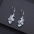 wholesale S925 sterling silver natural topaz earrings, European and American fashion blue sapphire crystal earrings, new style-0-0