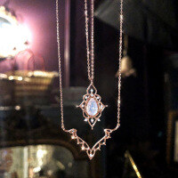 wholesale S925 silver zircon fashion V-shaped teardrop necklace set for women, new style-V-shaped necklace>925 silver