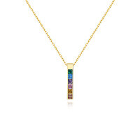 wholesale 925 Sterling Silver With Zircon Rainbow Necklace, Women's, Cross-border Trendy Accessory-A2631-Gold 925 Silver
