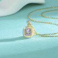 wholesale S925 Sterling Silver Gold-Plated, 1 Carat New Lightweight Minimalist Square Sugar Cube Moissanite Necklace Cross-Border-0-2