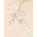 wholesale 925 Sterling Silver Two-Way Wear Bow Pearl Earrings for Women, Summer Ins Style High-End Elegant Stud Earrings-0-2
