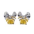 wholesale S925 Metal European and American New Style Butterfly Earrings Imported High Carbon Diamond 6*8 Oval Wealth-Attracting Yellow Diamond Stud Earrings-0-4