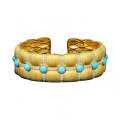 wholesale 925 Silver Gold-Plated Bracelet with High-Carbon Diamonds, Golden Blue Turquoise Accents, Exquisite and Fashionable Jewelry, Versatile Women's Bracelet-0-0