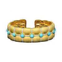 wholesale 925 Silver Gold-Plated Bracelet with High-Carbon Diamonds, Golden Blue Turquoise Accents, Exquisite and Fashionable Jewelry, Versatile Women's Bracelet-Gold bracelet 925 silver