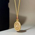 wholesale Metal material adjustable rope diamond chain Wei Xue same antique sand-gold eight-treasure compass pendant necklace for women-0-3