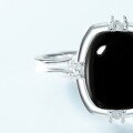 wholesale S925 Sterling Silver New Korean-Japanese Style Minimalist Geometric Black Onyx Ring Fashionable Women's Wholesale-0-1