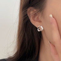 wholesale S925 Sterling Silver Korean Ins Minimalist Style Simple and Chic Triangular Elegant Stud Earrings, Versatile and Understated-Sterling silver