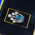 wholesale S925 Sterling Silver Imported High Carbon Diamond 6*8 Aquamarine Ring for Women Cross-Border Drop Shipping-0-3