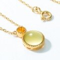wholesale Metal: 925 Silver Plated with 10K Gold Japanese and Korean lightweight luxury circular amber geometric pendant necklace for women, new pastel color candy-style necklace-0-2