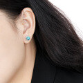 wholesale S925 Sterling Silver 829 Niche Design Ins Light Luxury High-End Circular Full Diamond Inlaid Natural Turquoise Earrings for Women-0-3