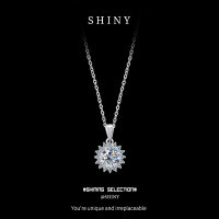 Metal Necklace, Classic Round Snowflake Pendant, 50-Point Moissanite, Live Stream Exclusive, Women's Style, Wholesale-S925 sterling silver + 50 points Moissanite
