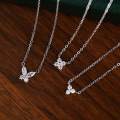 wholesale S925 Sterling Silver Four-leaf Clover And Butterfly Necklace For Women, Minimalist And Elegant Pendant-0-2